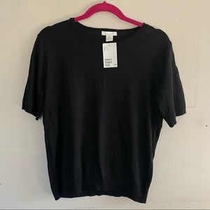 Black Short Sleeve Sweater